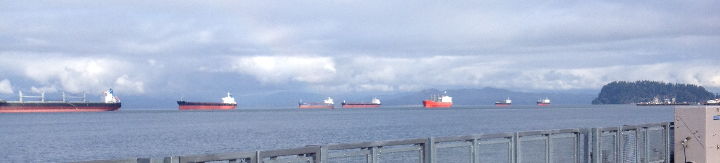 Ships on the lower Columbia River near Astoria